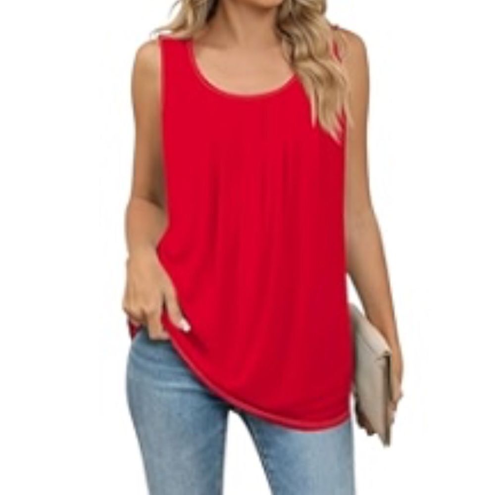 COS Silk Sleeveless Scoop Neck Lightweight Tunic In Red Size L